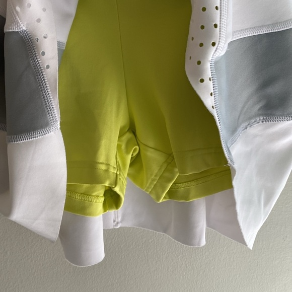 Adidas x Stella McCartney white and gray tennis skirt with lime green shorts - Picture 3 of 4